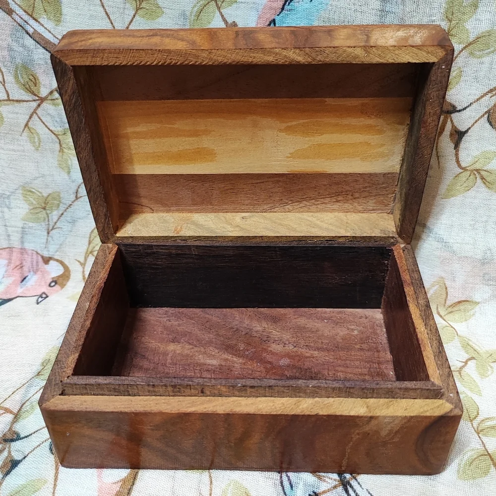 Native American Navajo Sun Wood Wooden Jewelry Craft Stash Secrets Crafted Box